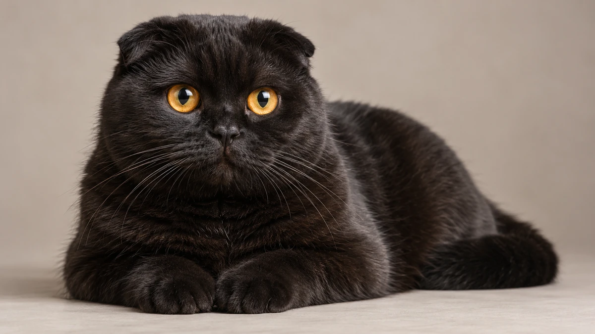 Scottish Fold kedi — siyah